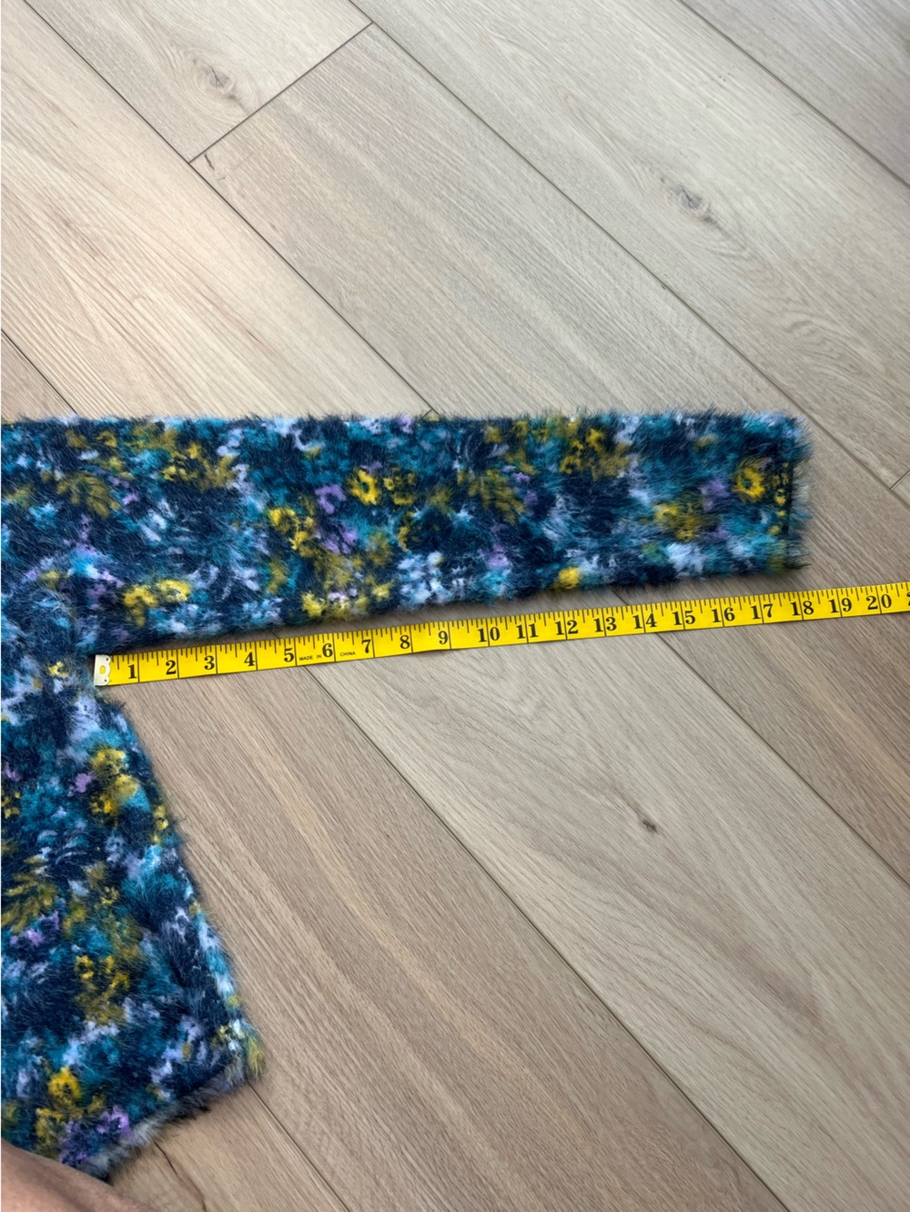 Pilcro Off-the-Shoulder Fuzzy Floral Sweater - Blue Multi. Size M - Picture 7 of 11